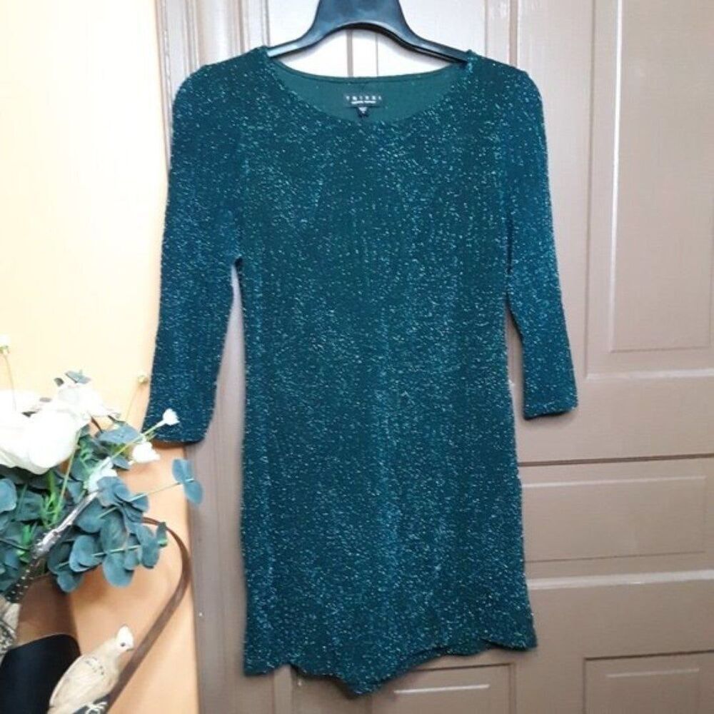 Womens Dark Green Sparkle Mini Dress size L